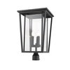 Z-Lite Seoul 3 Light Outdoor Post Mount Fixture, Black & Clear 571PHXLR-BK